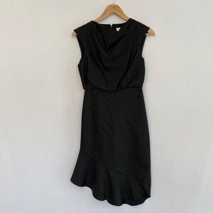 BELLE BADGLEY MISHKA Women’s Size 0 Cowl Neck Black Pinstripe Dress